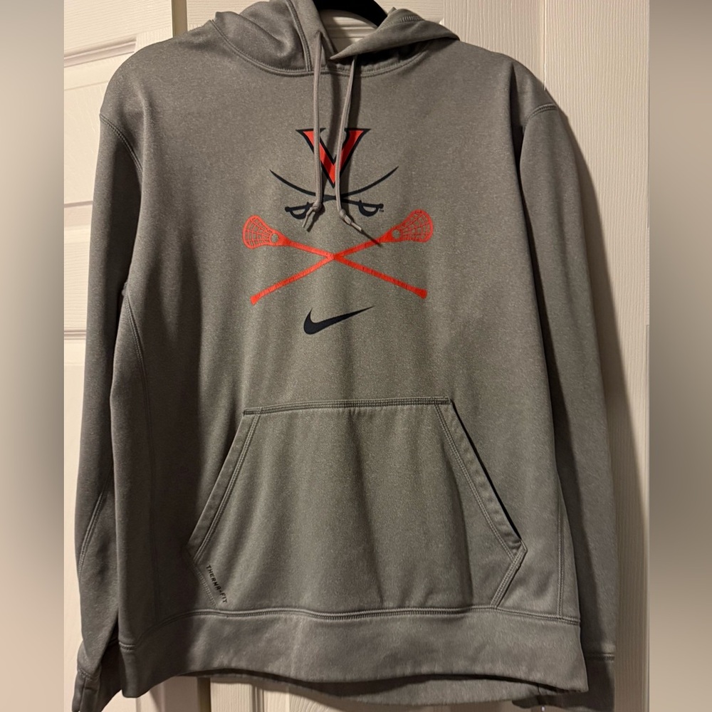 Nike Virginia Cavaliers Lacrosse Hoodie Mens Medium Gray Therma Fit Team Issued